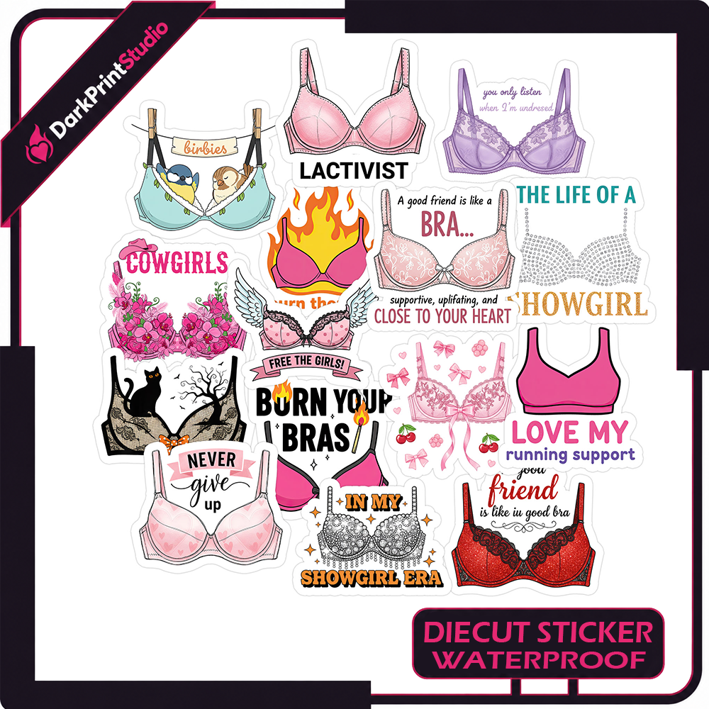 15PCS Bra Stickers – Funny Bra Stickers, Women’s Empowerment Sticker Pack, Waterproof Vinyl Decals