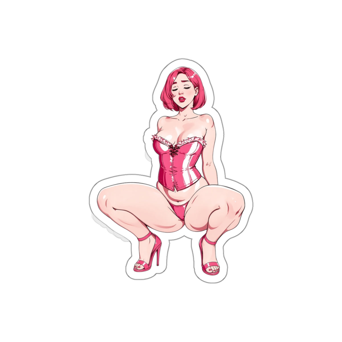 3pcs Sexy Pink Pin Up Girl Sticker, Adult Aesthetic Vinyl Decal, Boudoir Girl Waterproof Laptop Sticker, Feminine Gothic Pink Art Sticker