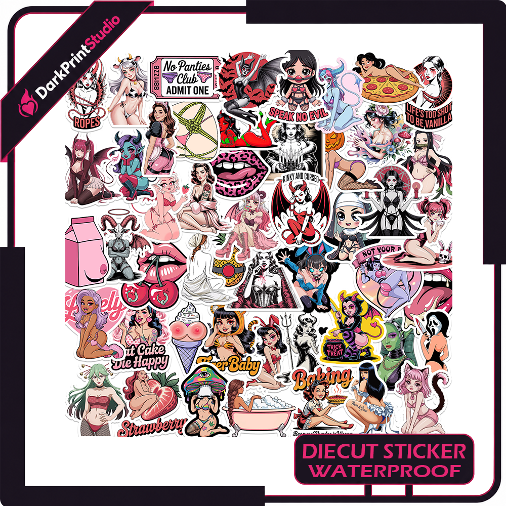 50PCS Sexy Girl Stickers – Adult Stickers, Kawaii Girl Sticker Pack, Waterproof Vinyl Decals