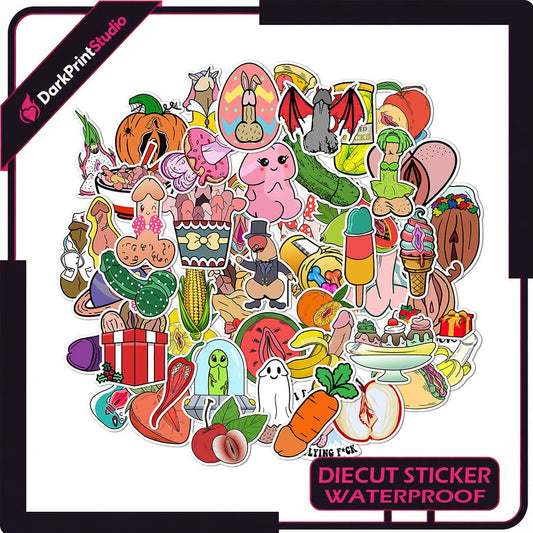 50PCS Funny Dick & Vulva Stickers Pack, Sexy NSFW Decals, Pussy Stickers, Dirty Decals - DarkPrintStudio™