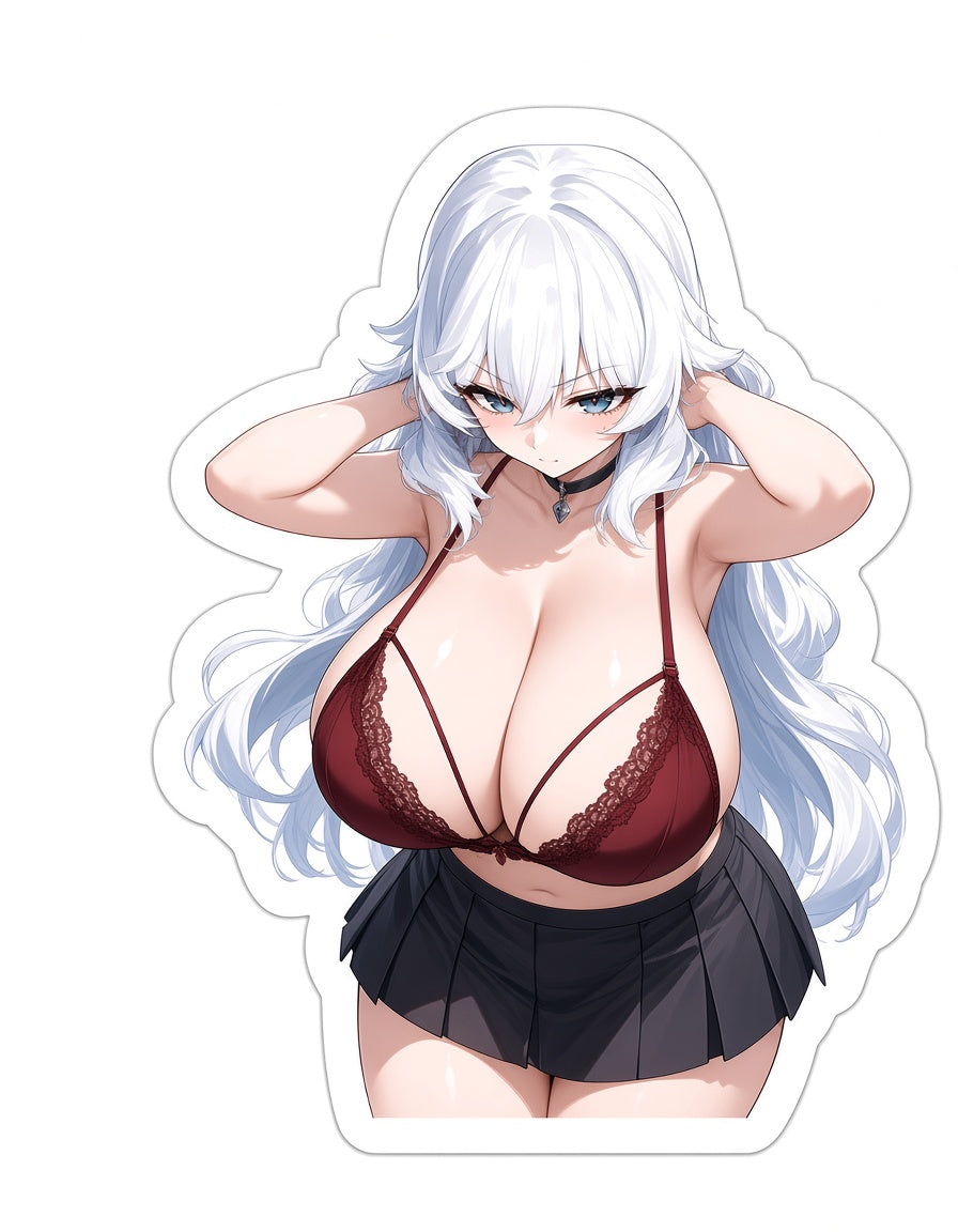 3pcs Sexy Anime White Hair Stickers — Anime Kawaii Girl Vinyl Stickers
