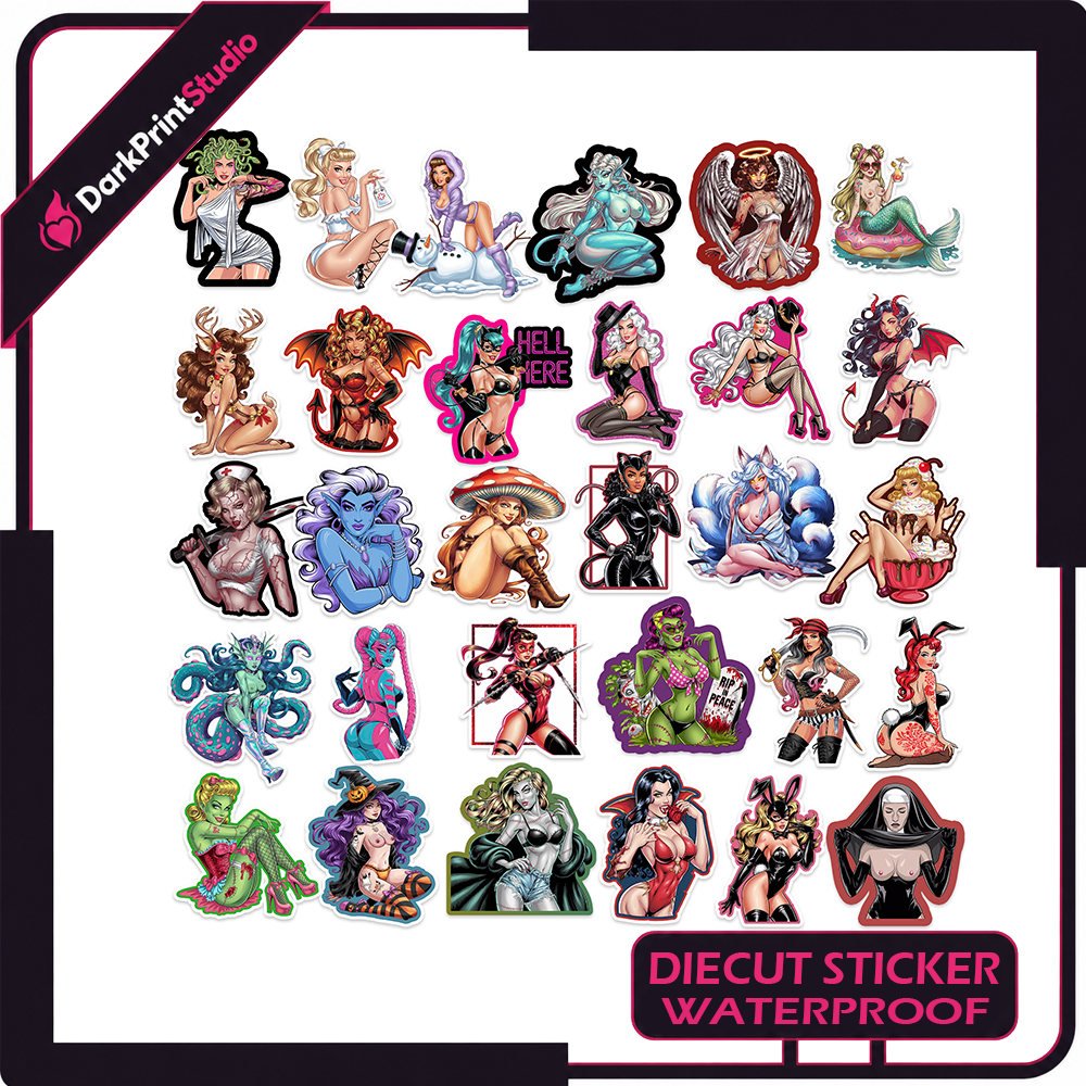 30PCS Nude Fantasy Girl Stickers, Sexy Goddess & Dark Fantasy Waterproof Vinyl Stickers