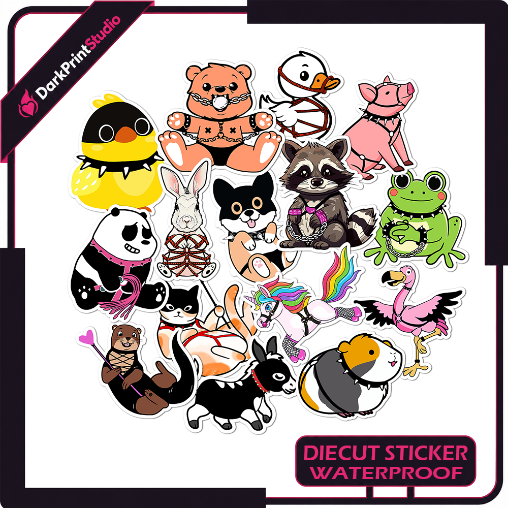 15PCS BDSM Animal Stickers – Cute Kink Stickers, Waterproof Vinyl Sticker Pack
