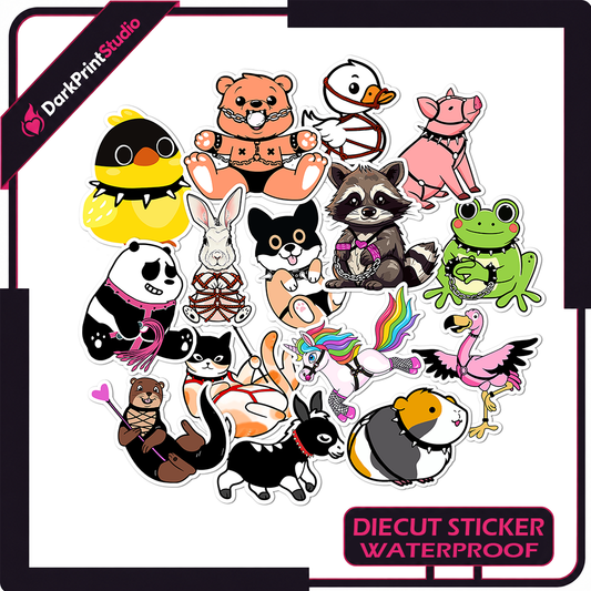15PCS BDSM Animal Stickers – Cute Kink Stickers, Waterproof Vinyl Sticker Pack