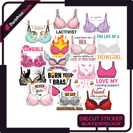 15PCS Bra Stickers – Funny Bra Stickers, Women’s Empowerment Sticker Pack, Waterproof Vinyl Decals