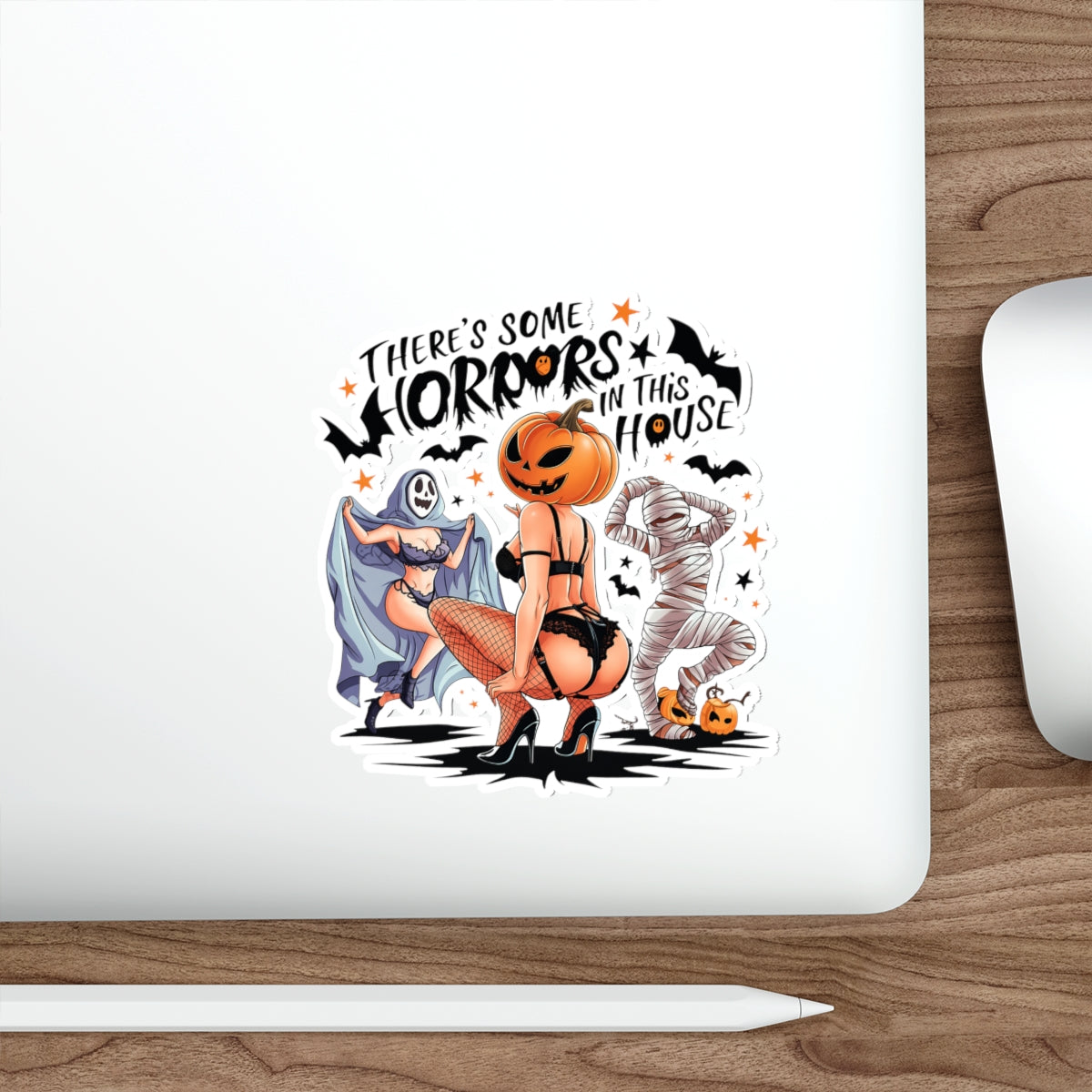 3pcs Halloween Pin-Up Die-Cut Sticker, There's Some Horrors in This House Vinyl Stickers