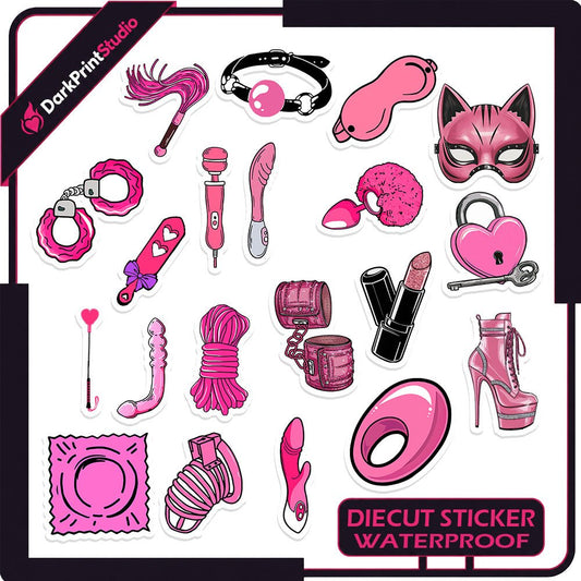 20PCS BDSM Sex Toy Stickers, Adult Humor Stickers, Funny NSFW Stickers, Kinky Sticker Pack, BDSM Decals, Erotic Stickers, Waterproof Die-Cut Stickers for Laptop, Tumbler, Water Bottle, Notebook - DarkPrintStudio™
