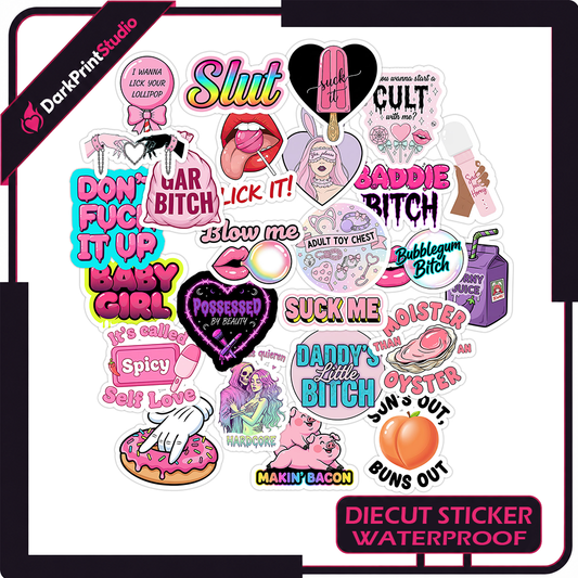 25PCS Slut BDSM Stickers – Kink Stickers, Funny Bondage Adult Stickers, Waterproof Vinyl Decals
