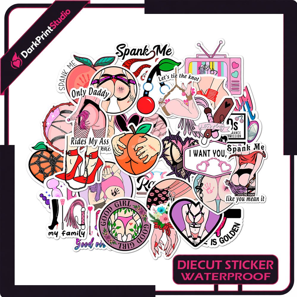 30PCS BDSM Stickers Pack – Kink-Inspired Decals, Bondage Girl Stickers, Vibrator Dildo Sex Toys Decal - DarkPrintStudio™