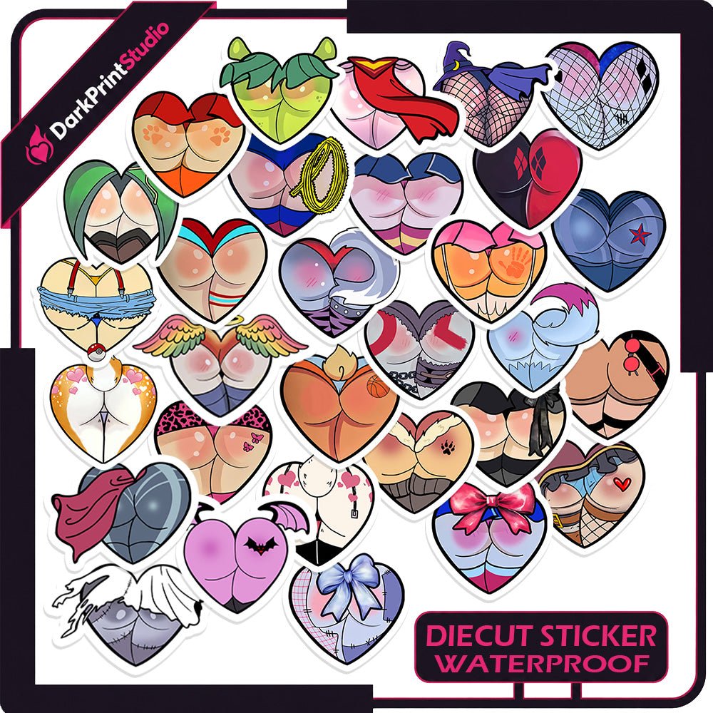 30PCS Butt Stickers, Funny Butt Stickers, Cute Booty Stickers, Sexy Butt Decals, Adult Humor Stickers, Kawaii Butt Sticker Pack, NSFW Waterproof Die-Cut Stickers for Laptop, Tumbler, Water Bottle, Phone Case, Notebook - DarkPrintStudio™