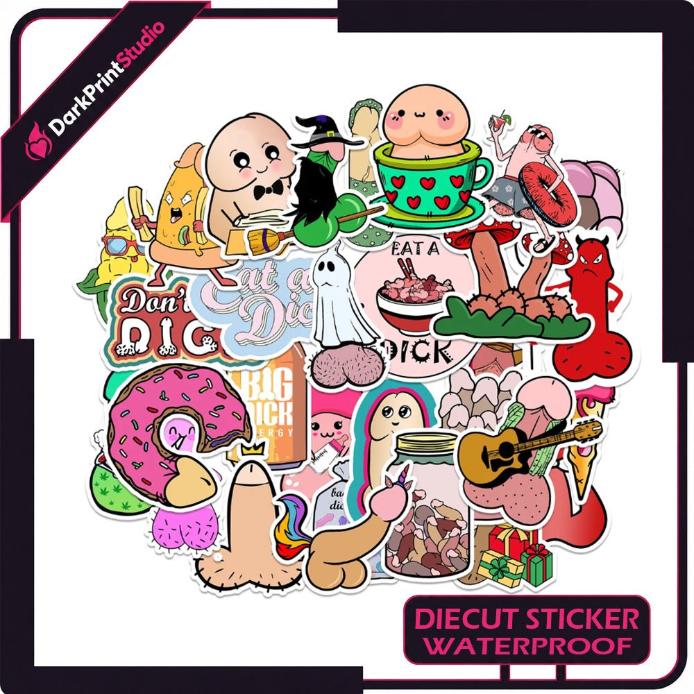 30PCS Dick Stickers Pack – Penis Cartoon Vinyl Decals, Pussy Sticker Funny - DarkPrintStudio™