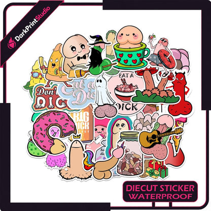 30PCS Dick Stickers Pack – Penis Cartoon Vinyl Decals, Pussy Sticker Funny - DarkPrintStudio™
