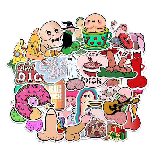 30PCS Dick Stickers Pack – Penis Cartoon Vinyl Decals, Pussy Sticker Funny - DarkPrintStudio™