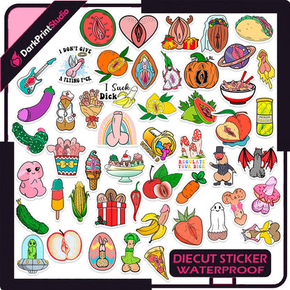 50PCS Funny Dick & Vulva Stickers Pack, Sexy NSFW Decals, Pussy Stickers, Dirty Decals - DarkPrintStudio™