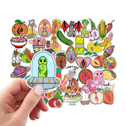 50PCS Funny Dick & Vulva Stickers Pack, Sexy NSFW Decals, Pussy Stickers, Dirty Decals - DarkPrintStudio™