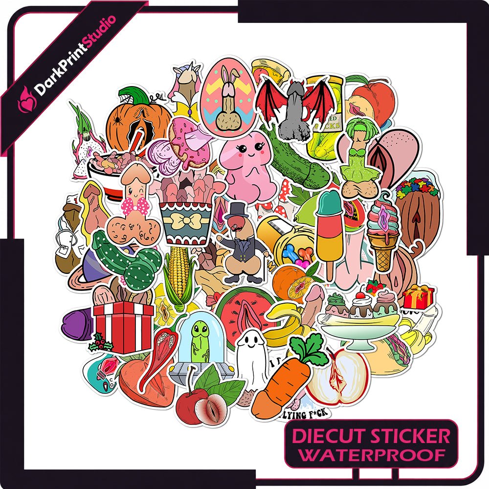 50PCS Funny Dick & Vulva Stickers Pack, Sexy NSFW Decals, Pussy Stickers, Dirty Decals - DarkPrintStudio™