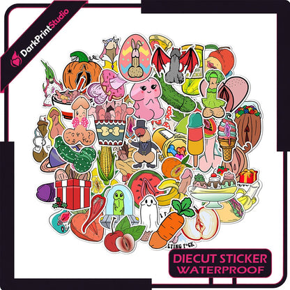 50PCS Funny Dick & Vulva Stickers Pack, Sexy NSFW Decals, Pussy Stickers, Dirty Decals - DarkPrintStudio™