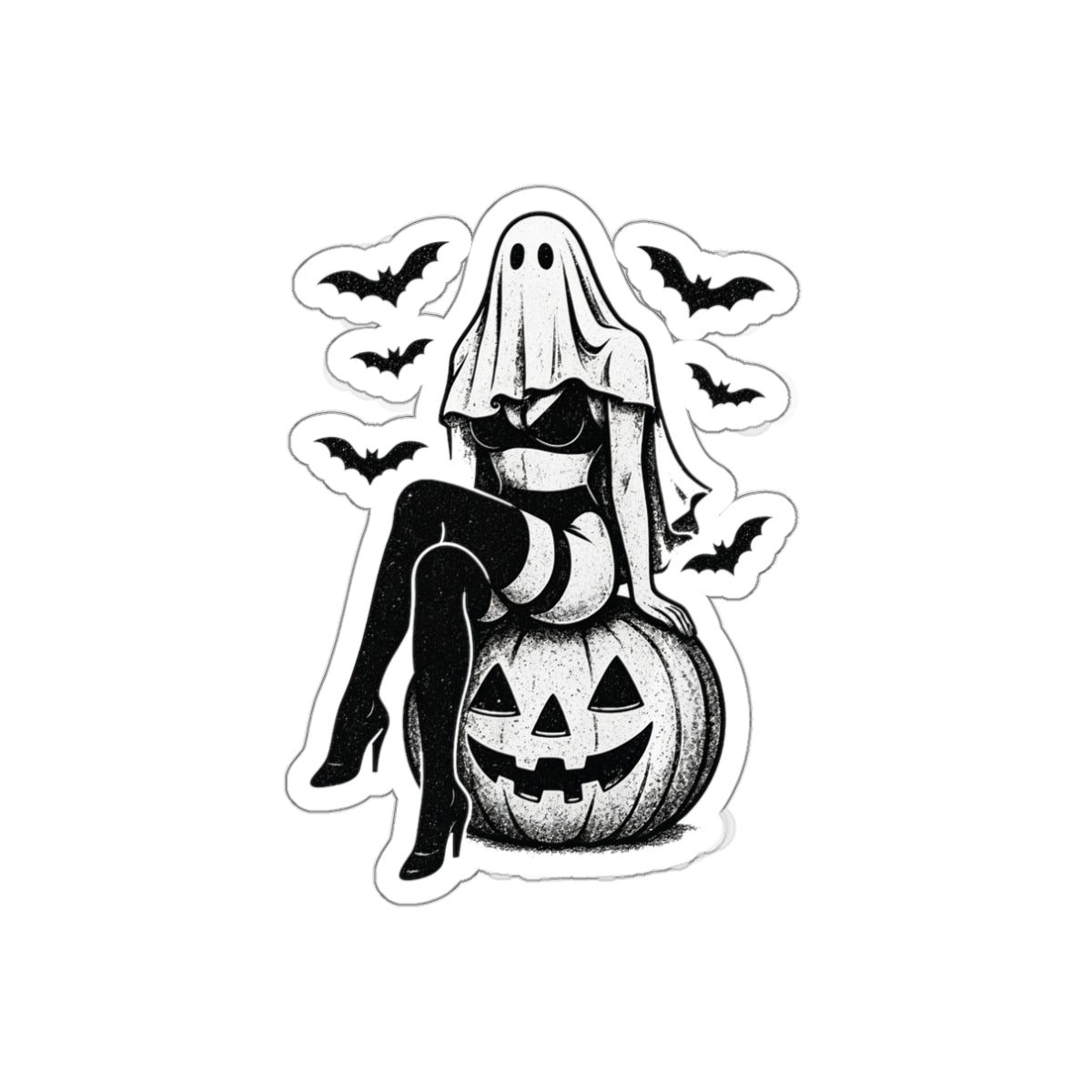 3pcs Halloween Ghost Sticker, Spooky Pumpkin Vinyl Decal, Creepy Cute Halloween Witch Ghost Sticker, Bat Gothic Waterproof Laptop Sticker, Trick or Treat Horror Aesthetic Decal