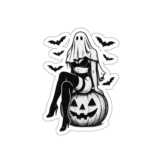 3pcs Halloween Ghost Sticker, Spooky Pumpkin Vinyl Decal, Creepy Cute Halloween Witch Ghost Sticker, Bat Gothic Waterproof Laptop Sticker, Trick or Treat Horror Aesthetic Decal