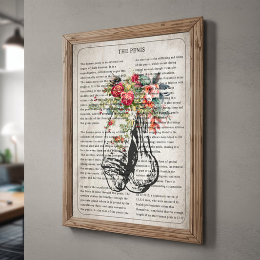 Vintage Penis & Vagina Medical Art Print, Floral Anatomy Wall Decor, Unframed, Botanical Anatomy Poster A4