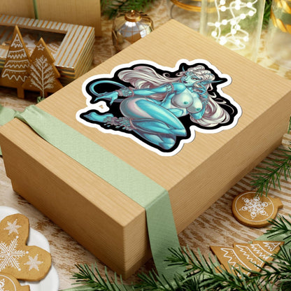 Alien Girl Sexy Pinup Kiss-Cut Sticker — Pinup Demon Girl Laptop Decal - DarkPrintStudio™
