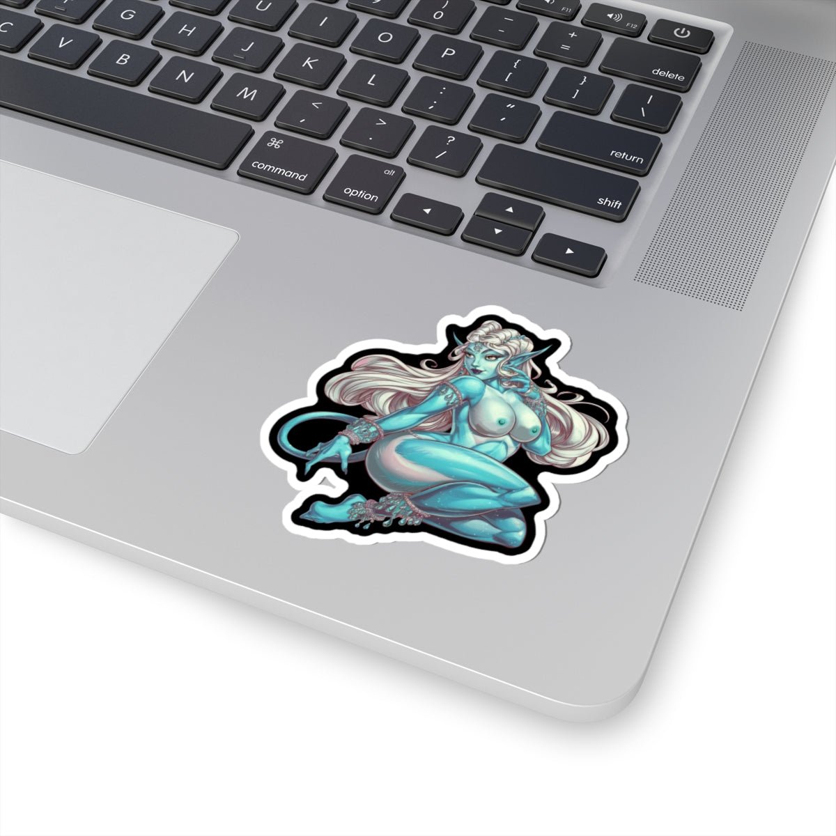 Alien Girl Sexy Pinup Kiss-Cut Sticker — Pinup Demon Girl Laptop Decal - DarkPrintStudio™