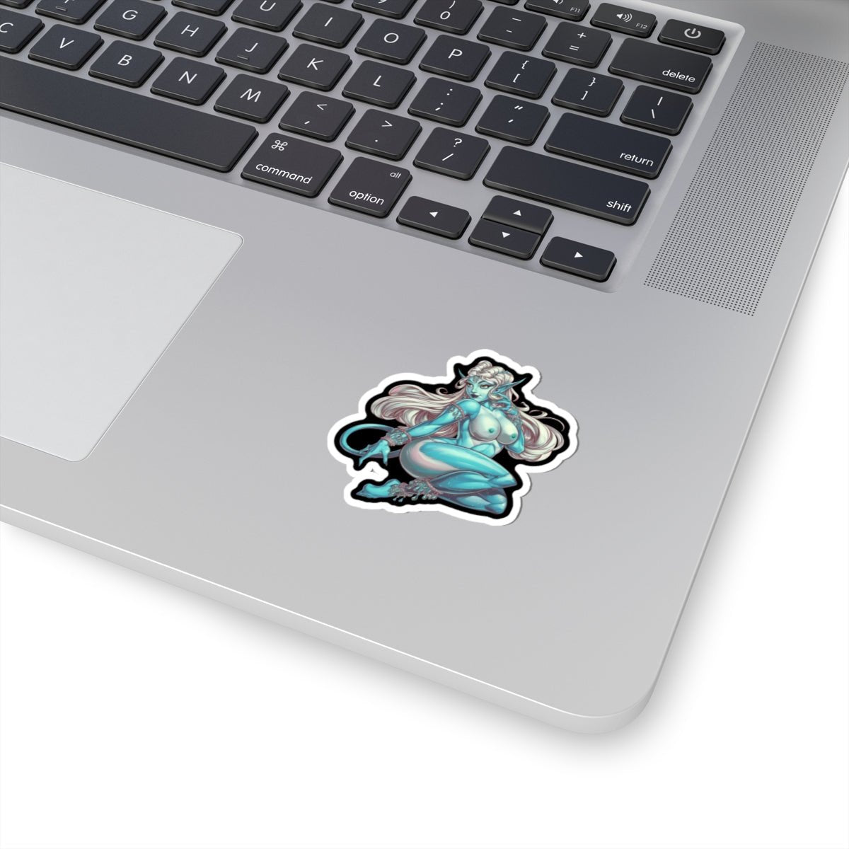 Alien Girl Sexy Pinup Kiss-Cut Sticker — Pinup Demon Girl Laptop Decal - DarkPrintStudio™