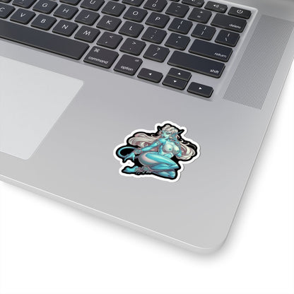 Alien Girl Sexy Pinup Kiss-Cut Sticker — Pinup Demon Girl Laptop Decal - DarkPrintStudio™