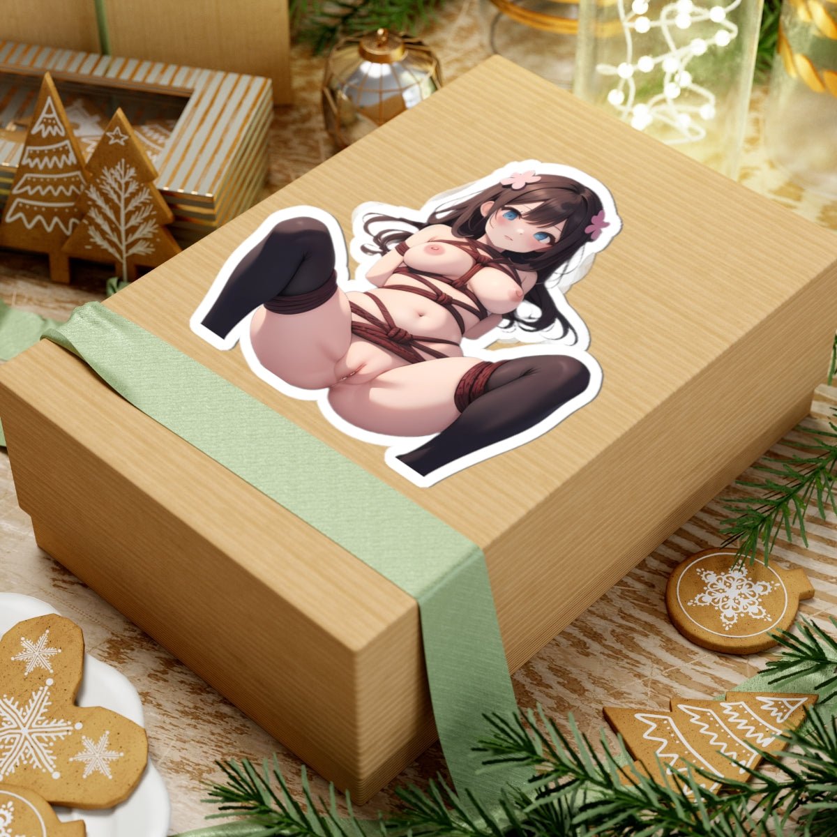 Anime Bondage Girl Sticker — Sexy Kiss-Cut Vinyl Sticker - DarkPrintStudio™