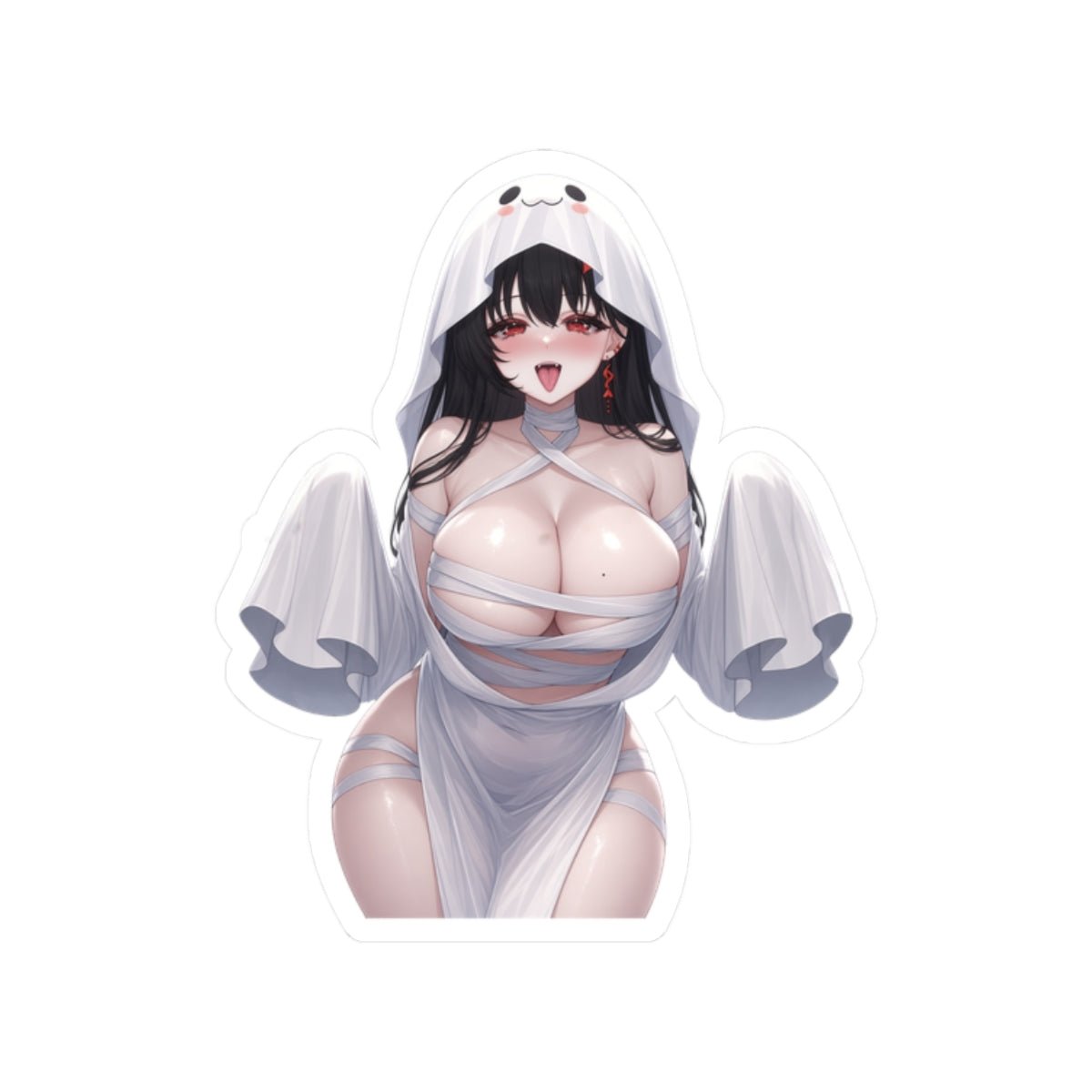 Anime Ghost Girl Sticker — Cute Kawaii Sexy Waifu Kiss-Cut Vinyl - DarkPrintStudio™