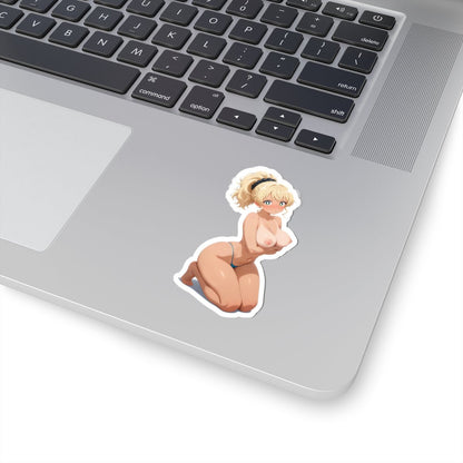 Anime Girl Pinup Vinyl Sticker — Cute Kawaii Sexy Waifu Kiss-Cut Vinyl - DarkPrintStudio™