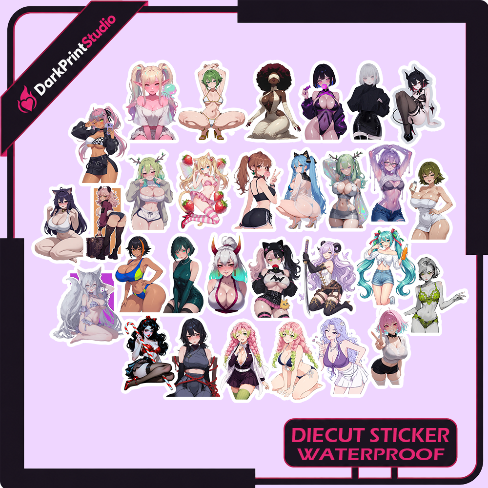 30PCS Anime Bikini Stickers – Cute Anime Girl Stickers, Kawaii Sticker Pack, Waterproof Vinyl Decals