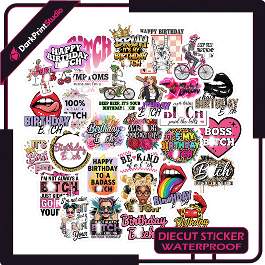 30PCS Birthday Bitch Stickers – Funny Birthday Stickers, Sassy Birthday Sticker Pack, Waterproof Vinyl Decals