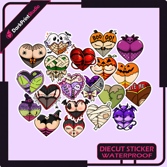 20PCS Halloween Butt Stickers – Funny Halloween Stickers, Spooky Sticker Pack, Waterproof Vinyl Decals