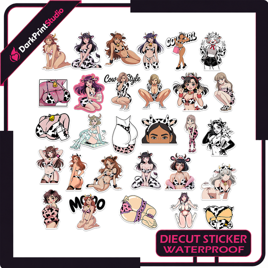 30PCS Sexy Cow Girl Stickers – Cowgirl Stickers, Western Girl Sticker Pack, Waterproof Vinyl Decals