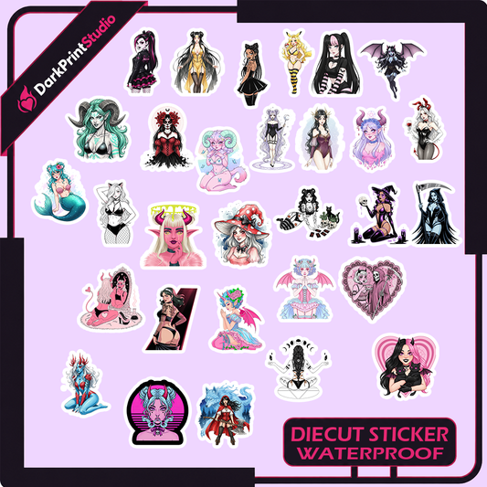 30PCS Sexy Girl Stickers, Gothic Fantasy Girl Waterproof Vinyl Stickers, Alternative Aesthetic Decals