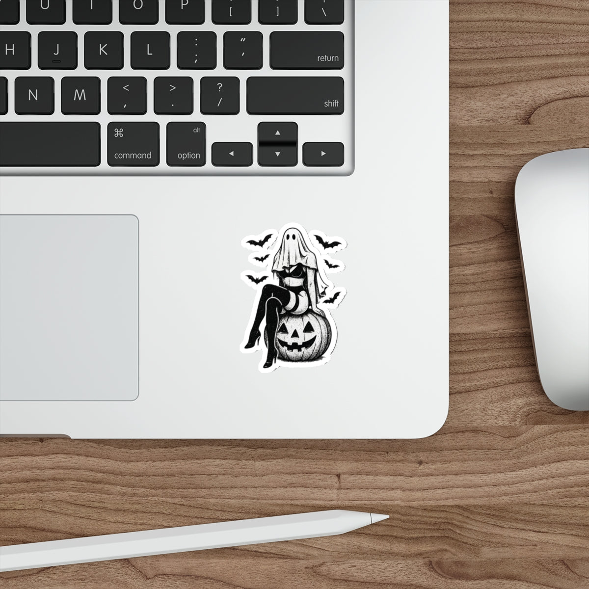 Halloween Ghost Sticker, Spooky Pumpkin Vinyl Decal, Creepy Cute Halloween Witch Ghost Sticker, Bat Gothic Waterproof Laptop Sticker, Trick or Treat Horror Aesthetic Decal - DarkPrintStudio™
