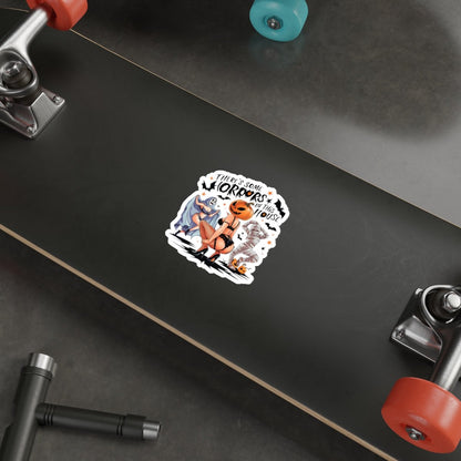 Halloween Pin-Up Die-Cut Sticker — "There's Some Horrors in This House" - DarkPrintStudio™