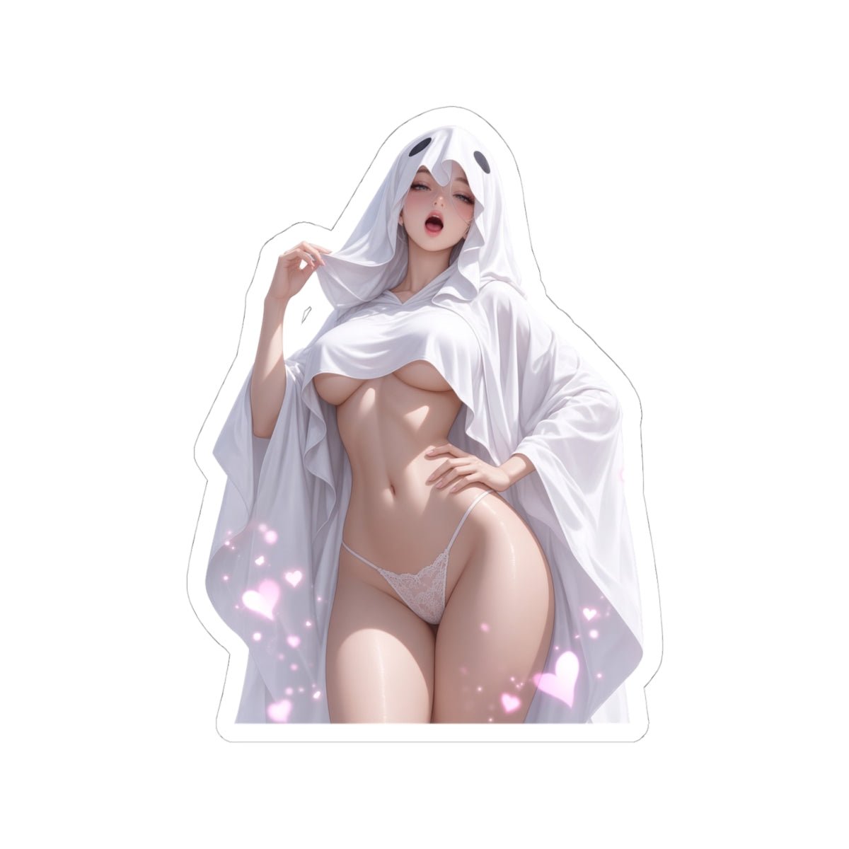 Sexy Anime Ghost Sticker — Cute Kawaii Pin-Up Laptop Decal - DarkPrintStudio™