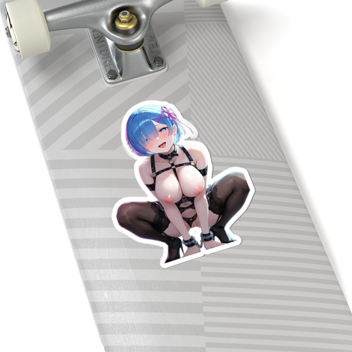 Sexy Anime Girl Kiss-Cut Sticker — Busty Chibi Rem Design - DarkPrintStudio™