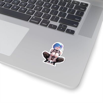 Sexy Anime Girl Kiss-Cut Sticker — Busty Chibi Rem Design - DarkPrintStudio™