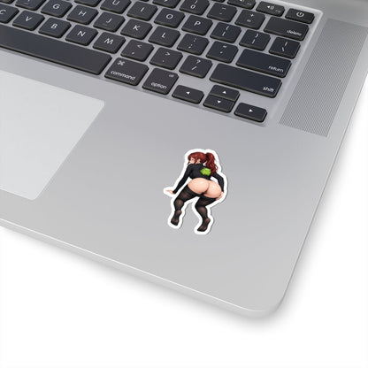 Sexy Anime Sticker — Twerking Redhead Kiss-Cut Vinyl - DarkPrintStudio™