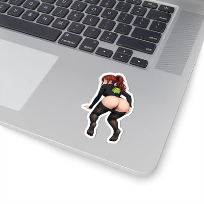 Sexy Anime Sticker — Twerking Redhead Kiss-Cut Vinyl - DarkPrintStudio™