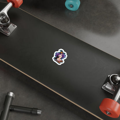 Sexy Witch Pinup Die-Cut Sticker — Halloween Purple Hair Pumpkin Hat - DarkPrintStudio™