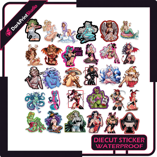 30PCS Nude Fantasy Girl Stickers, Sexy Goddess & Dark Fantasy Waterproof Vinyl Stickers
