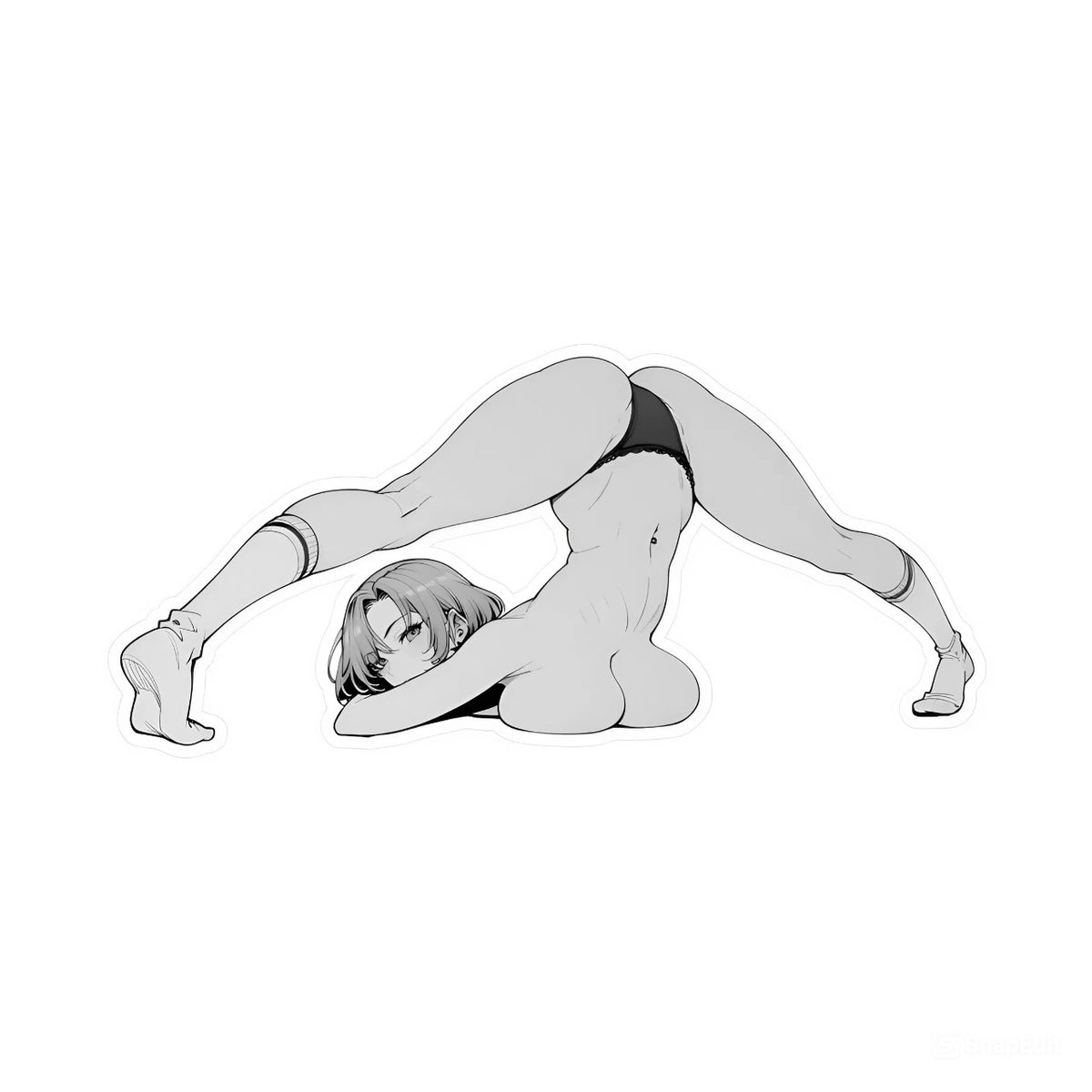 Sexy Monochrome Anime Waifu Sticker Pack - Jack-O Stretch Gym Girl Laptop Decals