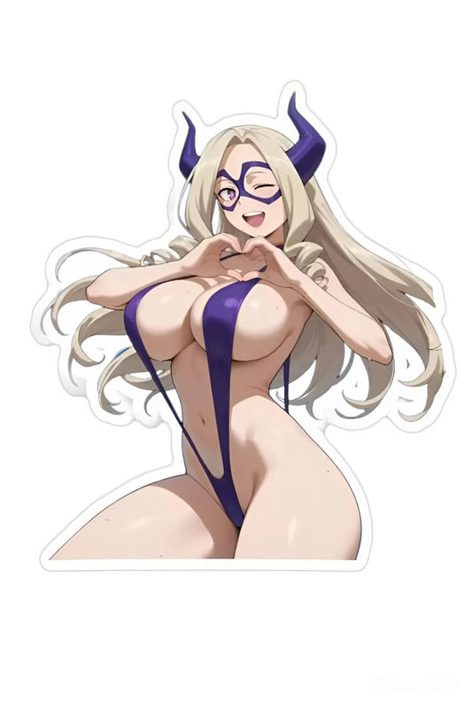 3pcs Mt Lady Anime Stickers - Blonde Hair Purple Horns Mask Waifu Vinyl Decal